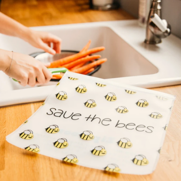 PEVA Reusable 2-piece Gallon and Quart Bag Set - "Save the Bees"