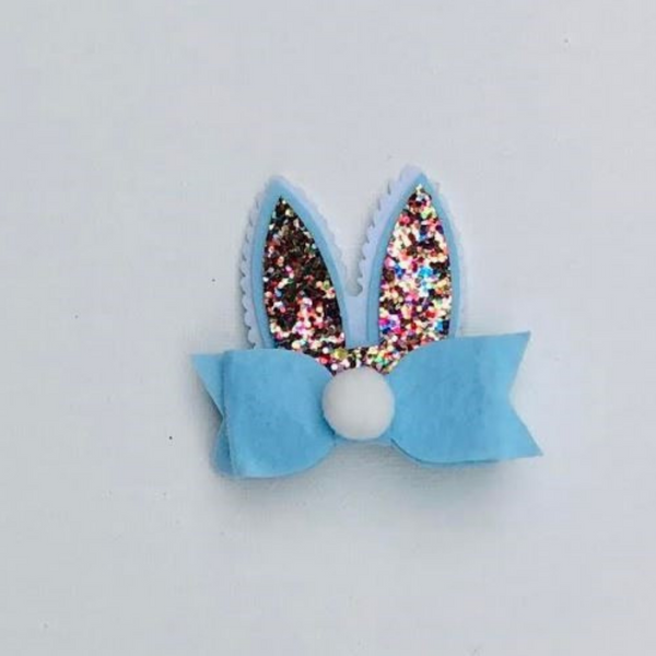 Handmade Bunny Ear Bow Hair Clips Set of 2