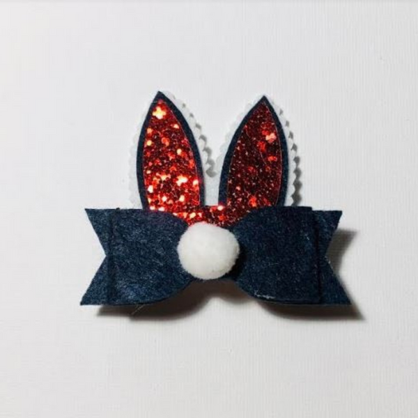 Handmade Bunny Ear Bow Hair Clips Set of 2
