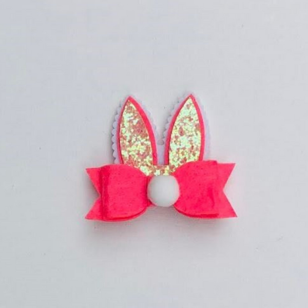 Handmade Bunny Ear Bow Hair Clips Set of 2